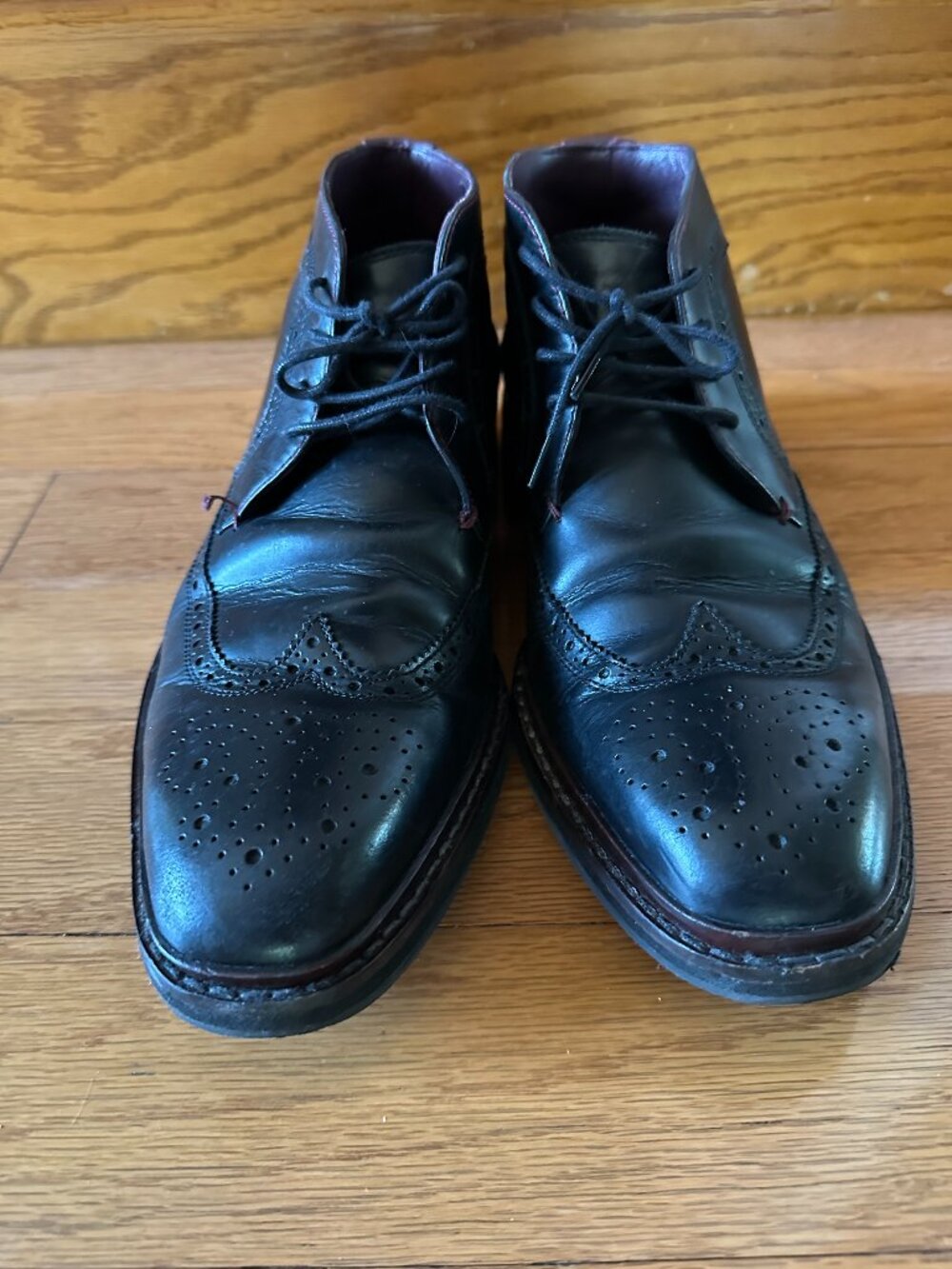 Baker London Men's Black Leather Wingtip Chukka Boots Brogue US 10 EU 43